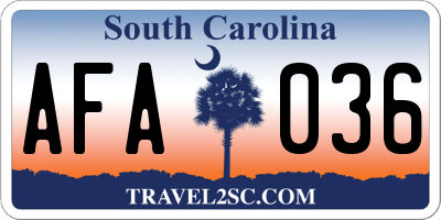 SC license plate AFA036