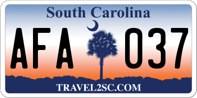 SC license plate AFA037