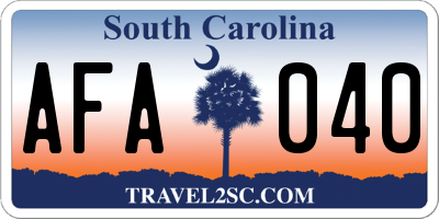 SC license plate AFA040