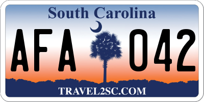 SC license plate AFA042
