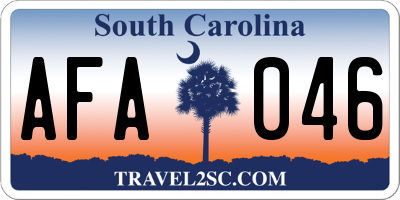 SC license plate AFA046
