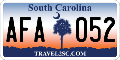 SC license plate AFA052