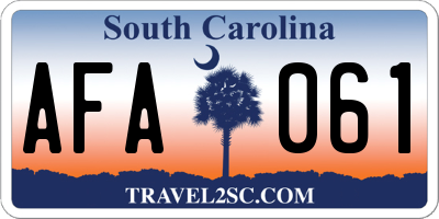SC license plate AFA061
