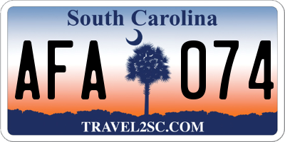 SC license plate AFA074