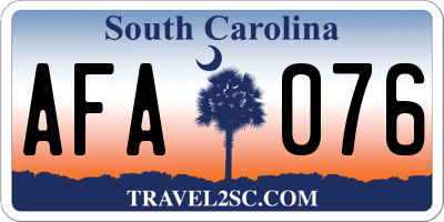 SC license plate AFA076