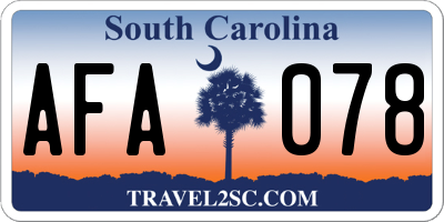 SC license plate AFA078