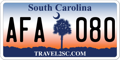SC license plate AFA080