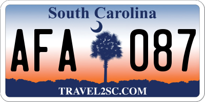 SC license plate AFA087