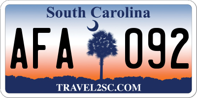 SC license plate AFA092