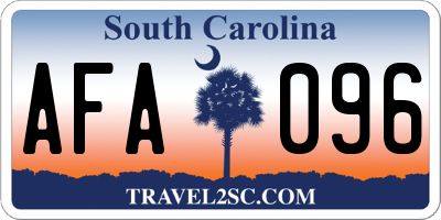 SC license plate AFA096
