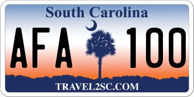 SC license plate AFA100