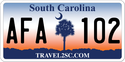 SC license plate AFA102