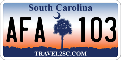 SC license plate AFA103