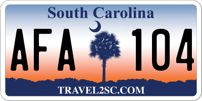 SC license plate AFA104