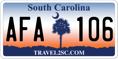 SC license plate AFA106