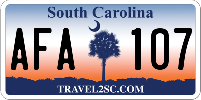 SC license plate AFA107