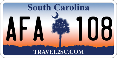 SC license plate AFA108