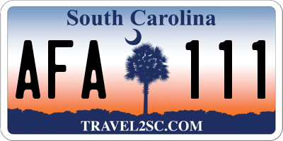 SC license plate AFA111