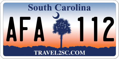 SC license plate AFA112