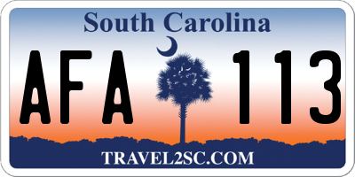 SC license plate AFA113