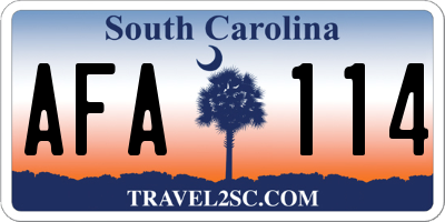 SC license plate AFA114