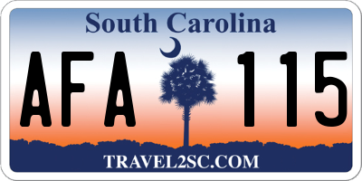 SC license plate AFA115
