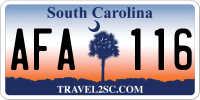 SC license plate AFA116
