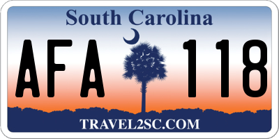 SC license plate AFA118