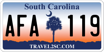SC license plate AFA119