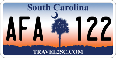 SC license plate AFA122