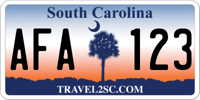SC license plate AFA123