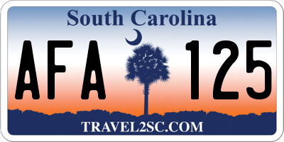 SC license plate AFA125