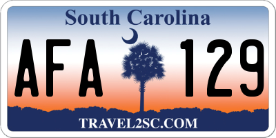 SC license plate AFA129