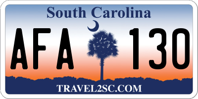 SC license plate AFA130
