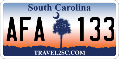 SC license plate AFA133