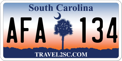 SC license plate AFA134