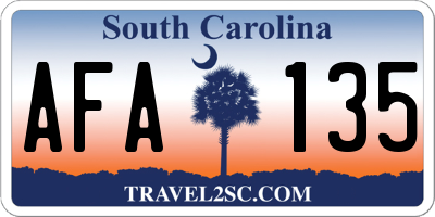 SC license plate AFA135