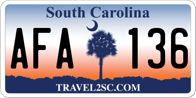SC license plate AFA136