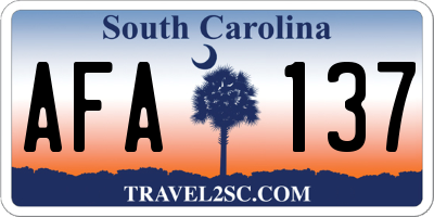 SC license plate AFA137