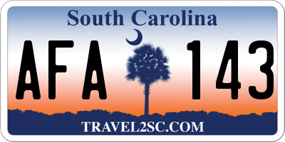 SC license plate AFA143