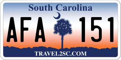 SC license plate AFA151