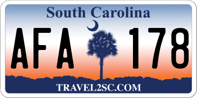 SC license plate AFA178