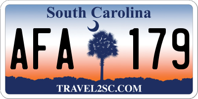 SC license plate AFA179