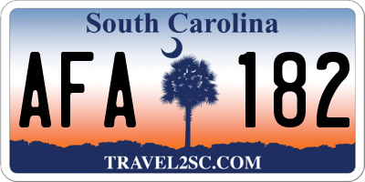 SC license plate AFA182