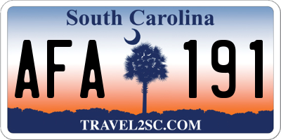 SC license plate AFA191