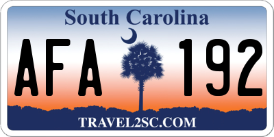 SC license plate AFA192