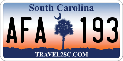SC license plate AFA193