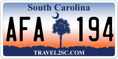 SC license plate AFA194