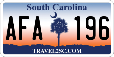 SC license plate AFA196