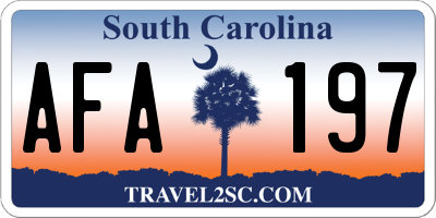 SC license plate AFA197